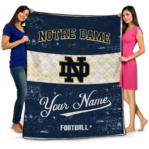 custom notre dame fighting irish hibiscus burst navy white quilt blanket best selling