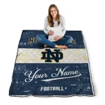 custom notre dame fighting irish hibiscus burst navy white quilt blanket best selling