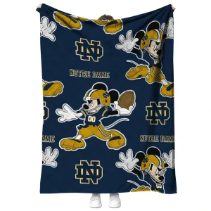 custom notre dame fighting irish mickey football navy quilt blanket fashion forward