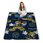 custom notre dame fighting irish mickey football navy quilt blanket best selling