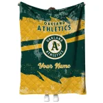 custom oakland athletics brushstroke layers green quilt blanket best selling