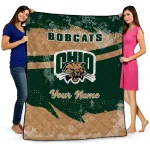 custom ohio bobcats brushstroke layers green quilt blanket best selling