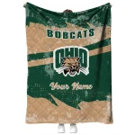 custom ohio bobcats brushstroke layers green quilt blanket best selling