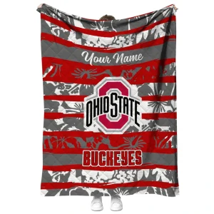 custom ohio state buckeyes layered florals scarlet white quilt blanket fashion forward