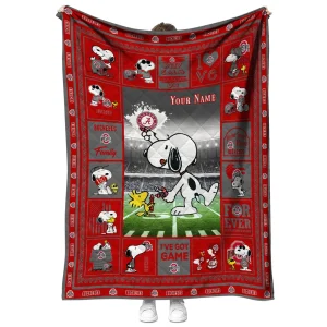 custom ohio state buckeyes snoopy coach scarlet quilt blanket fashion forward