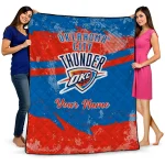 custom oklahoma city thunder brushstroke layers blue quilt blanket best selling