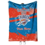 custom oklahoma city thunder brushstroke layers blue quilt blanket best selling