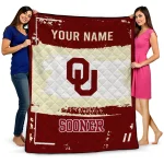 custom oklahoma sooners grunge patch crimson white quilt blanket best selling