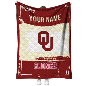 custom oklahoma sooners grunge patch crimson white quilt blanket fashion forward