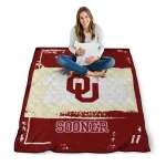 custom oklahoma sooners grunge patch crimson white quilt blanket best selling