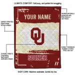 custom oklahoma sooners grunge patch crimson white quilt blanket best selling