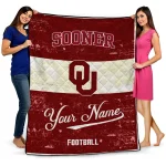 custom oklahoma sooners hibiscus burst crimson white quilt blanket best selling