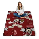 custom oklahoma sooners mickey football crimson quilt blanket best selling