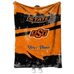 custom oklahoma state cowboys brushstroke layers orange quilt blanket best selling