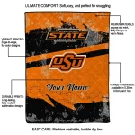 custom oklahoma state cowboys brushstroke layers orange quilt blanket best selling