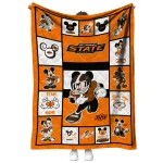 custom oklahoma state cowboys mickey crimson orange white quilt blanket best selling