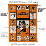 custom oklahoma state cowboys mickey crimson orange white quilt blanket best selling