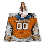 custom oklahoma state cowboys player sketch orange gray quilt blanket best selling