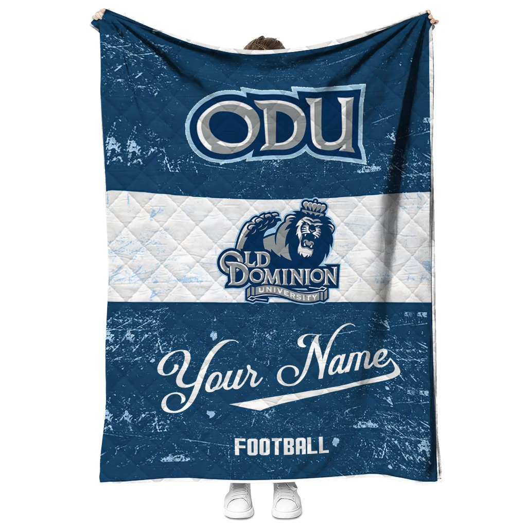custom old dominion monarchs hibiscus burst blue white quilt blanket fashion forward