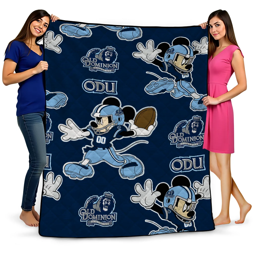 custom old dominion monarchs mickey football blue quilt blanket best selling
