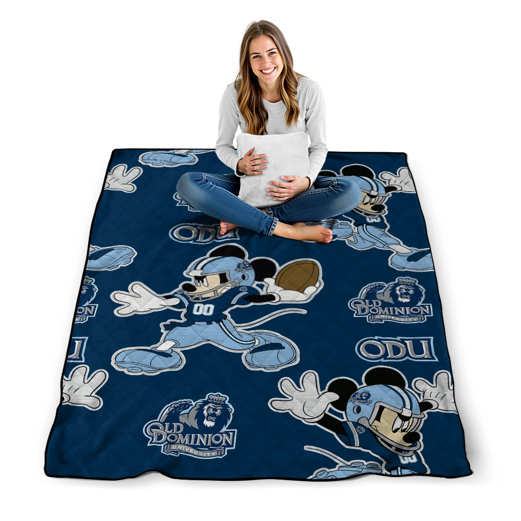 custom old dominion monarchs mickey football blue quilt blanket high quality custom old dominion monarchs mickey football blue quilt blanket high quality