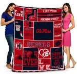 custom ole miss rebels helmet passion red quilt blanket best selling