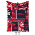 custom ole miss rebels helmet passion red quilt blanket best selling