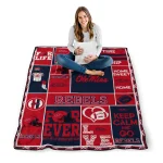 custom ole miss rebels helmet passion red quilt blanket best selling
