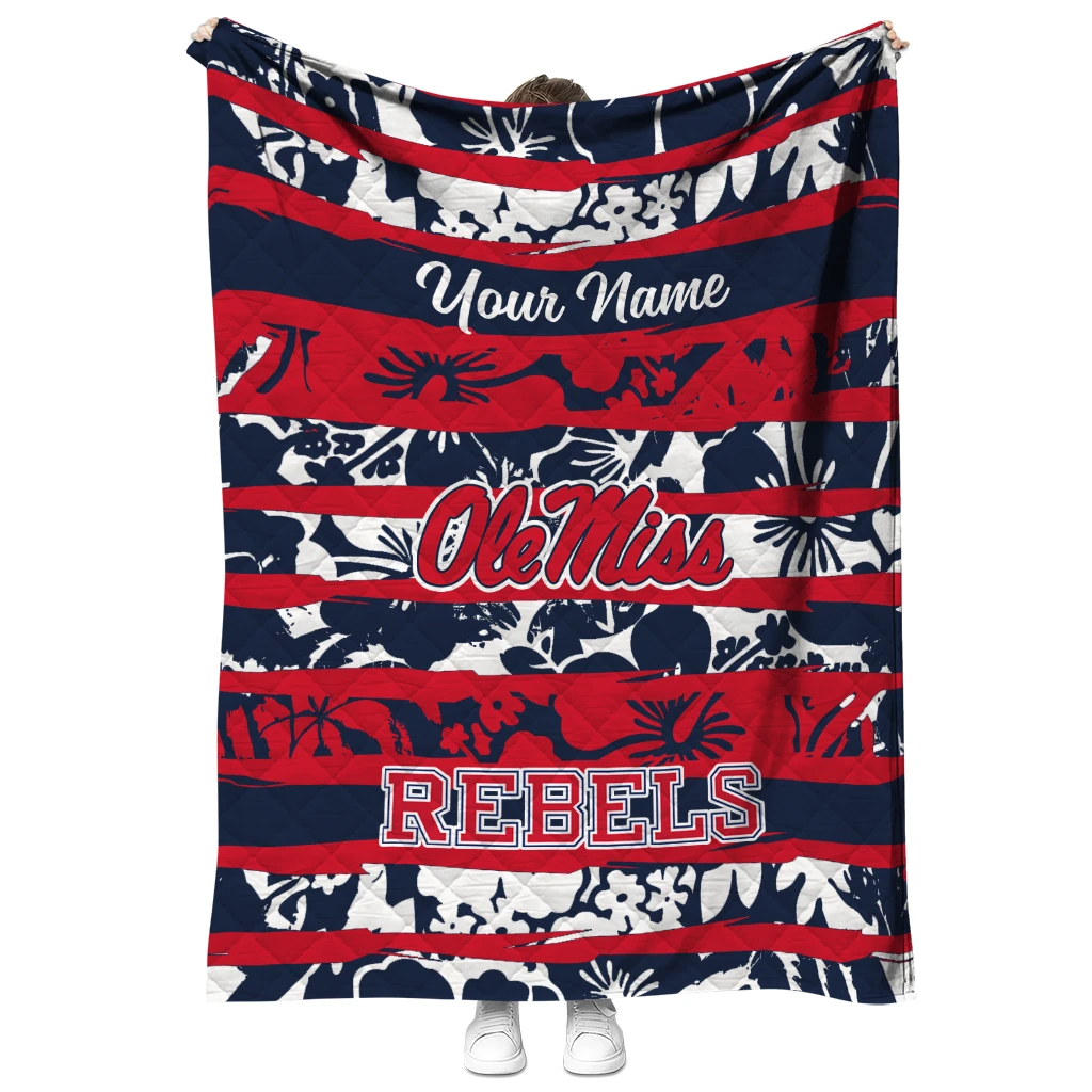 custom ole miss rebels layered florals red white quilt blanket fashion forward