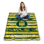 custom oregon ducks layered florals green white quilt blanket best selling