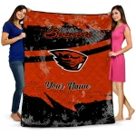 custom oregon state beavers brushstroke layers orange quilt blanket best selling