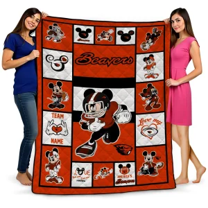 custom oregon state beavers mickey crimson orange white quilt blanket best selling