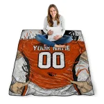 custom oregon state beavers player sketch orange gray quilt blanket best selling