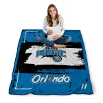 custom orlando magic grunge patch blue white quilt blanket best selling