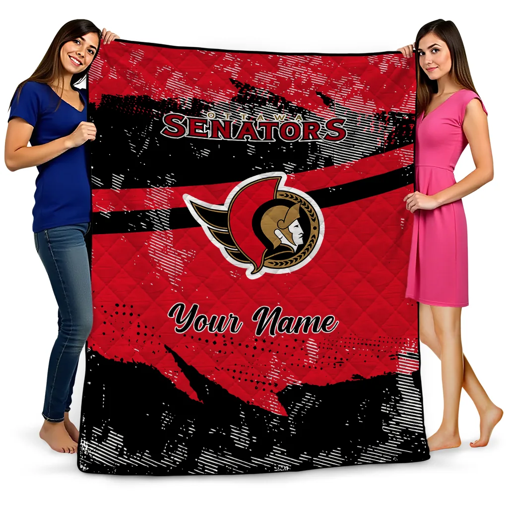 custom ottawa senators brushstroke layers red quilt blanket best selling