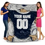 custom penn state nittany lions player sketch blue gray quilt blanket best selling