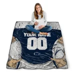 custom penn state nittany lions player sketch blue gray quilt blanket best selling