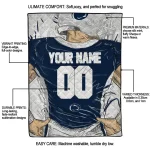 custom penn state nittany lions player sketch blue gray quilt blanket best selling