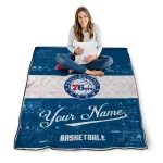 custom philadelphia 76ers helmet fan blue white quilt blanket best selling