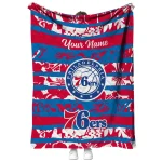 custom philadelphia 76ers layered florals blue white quilt blanket best selling