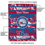 custom philadelphia 76ers layered florals blue white quilt blanket best selling
