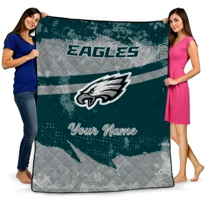 custom philadelphia eagles brushstroke layers green quilt blanket best selling