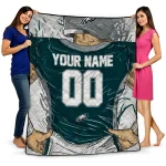 custom philadelphia eagles player sketch green gray quilt blanket best selling