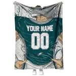 custom philadelphia eagles player sketch green gray quilt blanket best selling