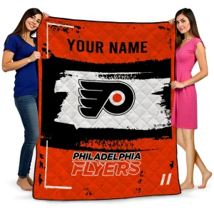 custom philadelphia flyers grunge patch orange white quilt blanket best selling