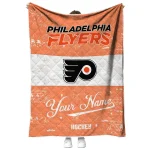 custom philadelphia flyers pinstripe lines orange white quilt blanket best selling