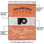 custom philadelphia flyers pinstripe lines orange white quilt blanket best selling