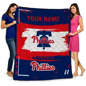 custom philadelphia phillies grunge patch blue white quilt blanket best selling