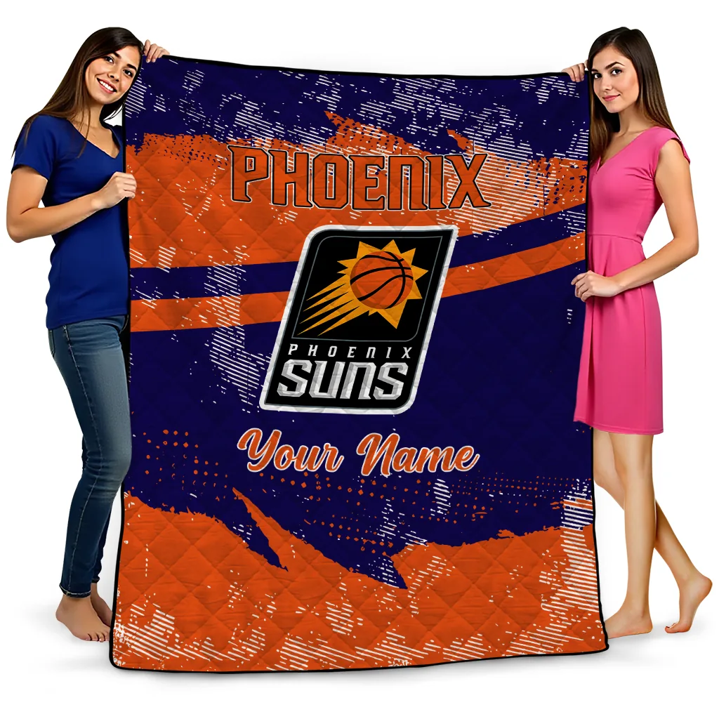 custom phoenix suns brushstroke layers purple quilt blanket best selling