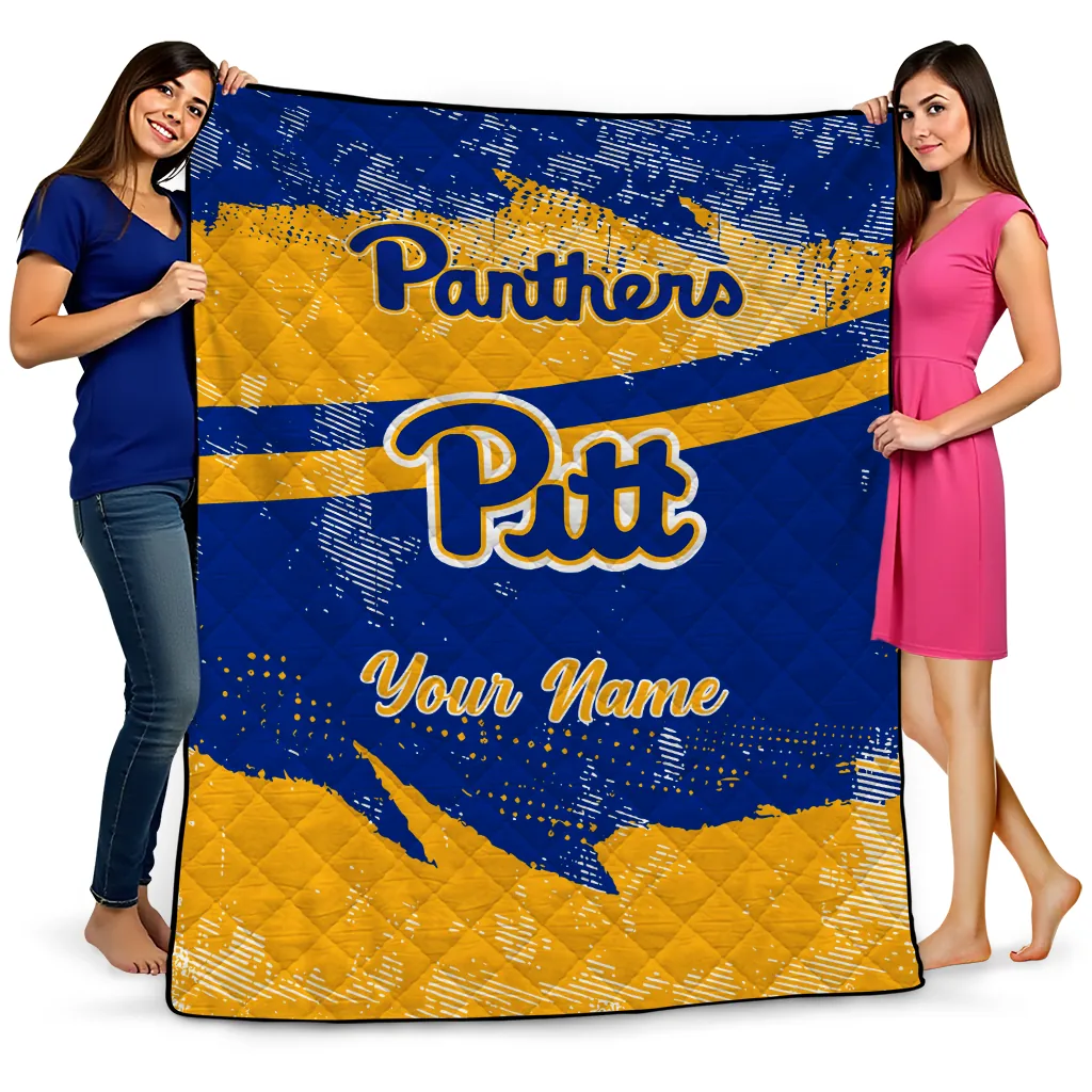 custom pittsburgh panthers brushstroke layers royal blue quilt blanket best selling